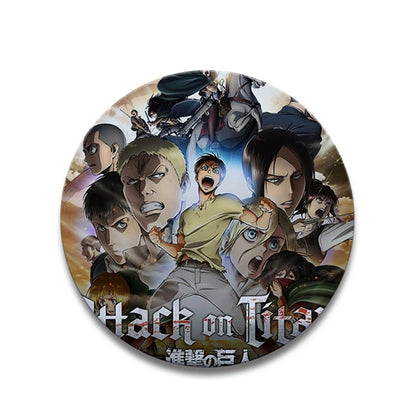 58mm Anime Attack on Titan Eren Jaeger Mikasa Ackerman Erwin Smith Cosplay COSTUME Badge Pin SPTE Tinplate Brooch Prop Xmas Gilf