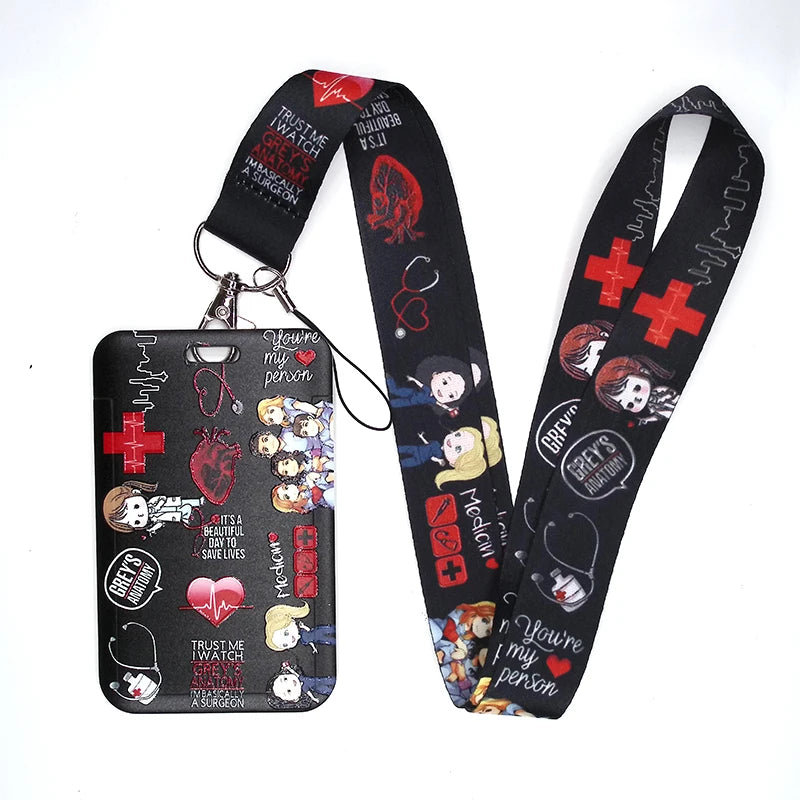 100 Styles Anatomy Credential Holder Keychains Neck Lanyard Pass Card Anime Credit Card Holder Keychain Straps Wholesale