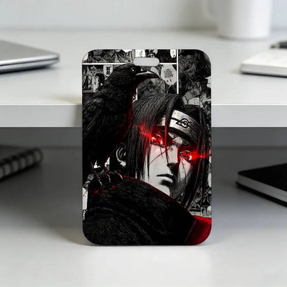Anime N-NARUTO Akatsuki Itachi Sharingan Transparent Card Holder Employee Plastic Slide Cover Lanyard Work Business ID Bag Bus