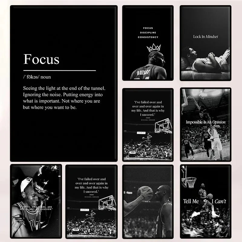 Athlete Mindset Jordan Kobe Canvas Poster