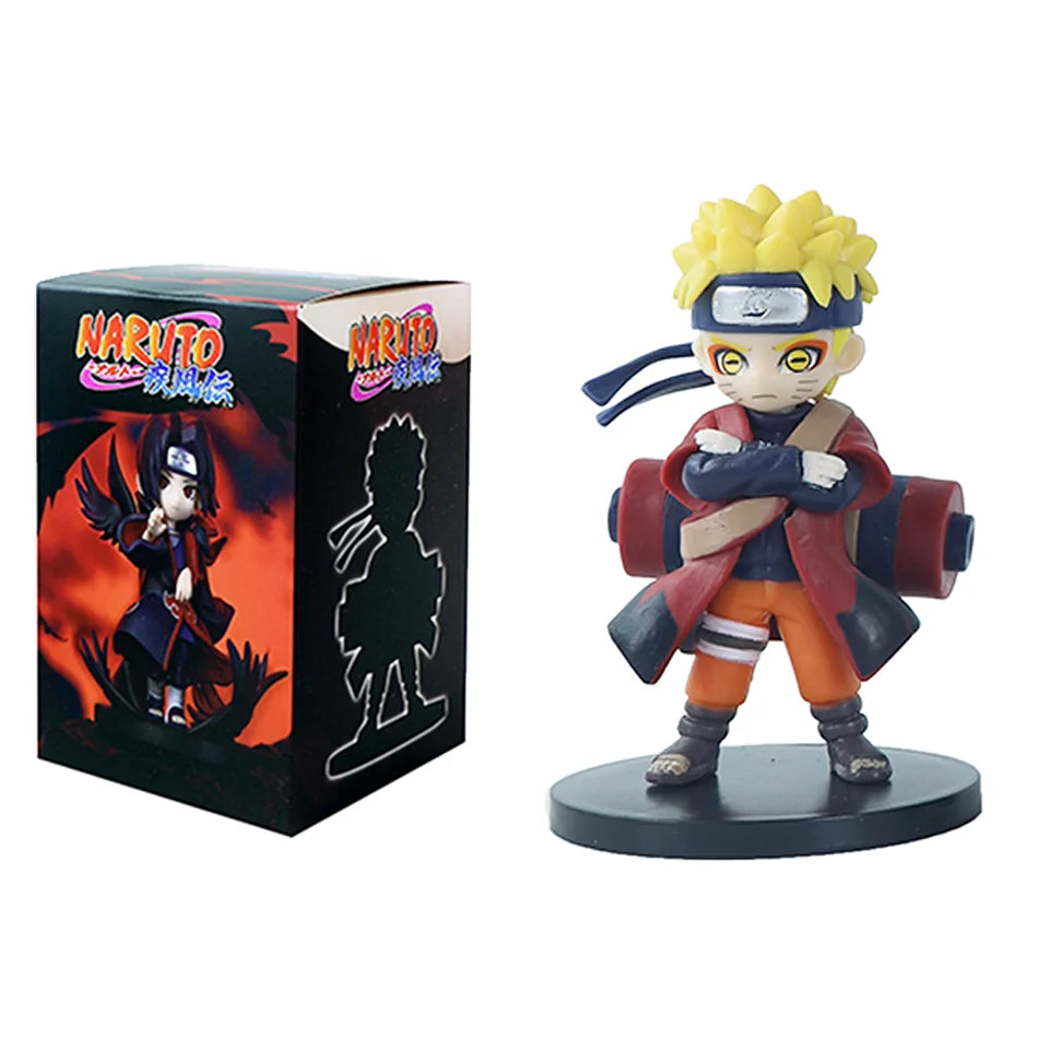 Popular Naruto Anime Figure Random Blind Box Doll Q Version Cute Uchiha Sasuke Figurine Car Decoration Collection Model Toy
