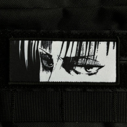 Levi Ackerman Eyes Morale Badge Attack on Titan Anime Patch Hook and Loop Printing Cartoon Tactical Military Backpack Sticker