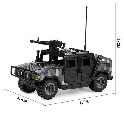 Military Special Forces SWAT Gangster Jeeps Off-Road Vehicle Assault Boat Model Soldier Weapons Building Block Toy For Children