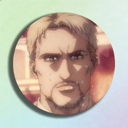 Attack on Titan Reiner Braun Laser Badge Creative Pins Brooch for Bag Clothes Hat Decor Gifts Fans Collect