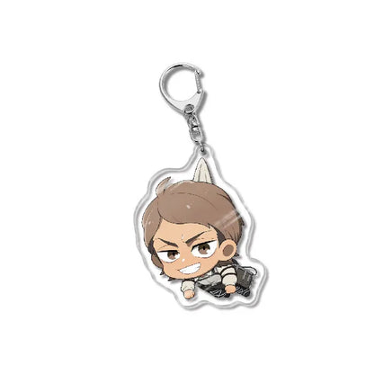 Attack On Titan Acrylic Figure Display Cartoon Keychain Eren Mikasa Levi Anime Desk Ornament Key Ring Accessories Q Version