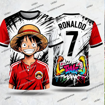 2026 New Arrival One Piece Special Edition Men's Soccer T-shirt Ronaldo # 7 Soccer Shirt T-shirt Kids Luffy 3D Printed T-shirt