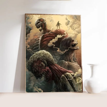 1PC Popular Japanese Anime Attack On Titan Poster Self-adhesive Art Waterproof Paper Sticker Coffee House Bar Room Wall Decor