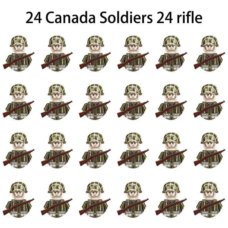 24pcs/batch WW2 Military Character WW2 Army Building Blocks Military Soldier Character Building Blocks Kids Holiday Gift Toys