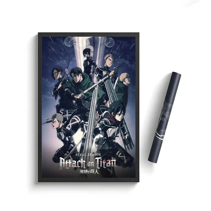 Anime Attack on Titan Poster Stickers Painting Self-Adhesive Wall Decals for Room Home HD Decor Gift