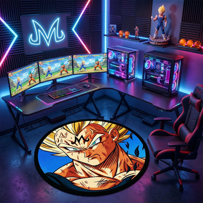 Dragon Ball Z Majin Vegeta Super Saiyan Round Area Rug Anime Cartoon Floor Carpet for Bedroom Living Room Home Decor Gift Fans
