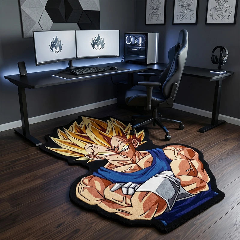 Dragon Ball Z Majin Vegeta Anime Fan Art Rug Non-Slip Irregular Shape Floor Mat Cool Gaming Room Decor Bedroom Carpet Gift