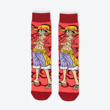 Unisex One Piece Anime Crew Socks Luffy Zoro Gear 5 Cotton Cartoon Streetwear Hosiery for Fans