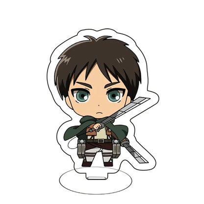 Attack On Titan Eren Yeager Mikasa Ackerman Armin Arlert Merchandise Acrylic Mini Figure Display Stand Model Plate Keychain