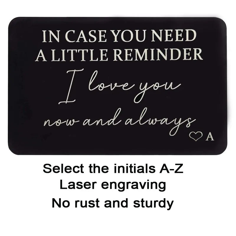 GEKTIMER Wallet Card Romantic "I Love You Now & Always" Heart Inspirational Gift For Boyfriend Husband Wedding Birthday Present