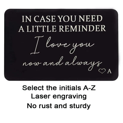 GEKTIMER Wallet Card Romantic "I Love You Now & Always" Heart Inspirational Gift For Boyfriend Husband Wedding Birthday Present