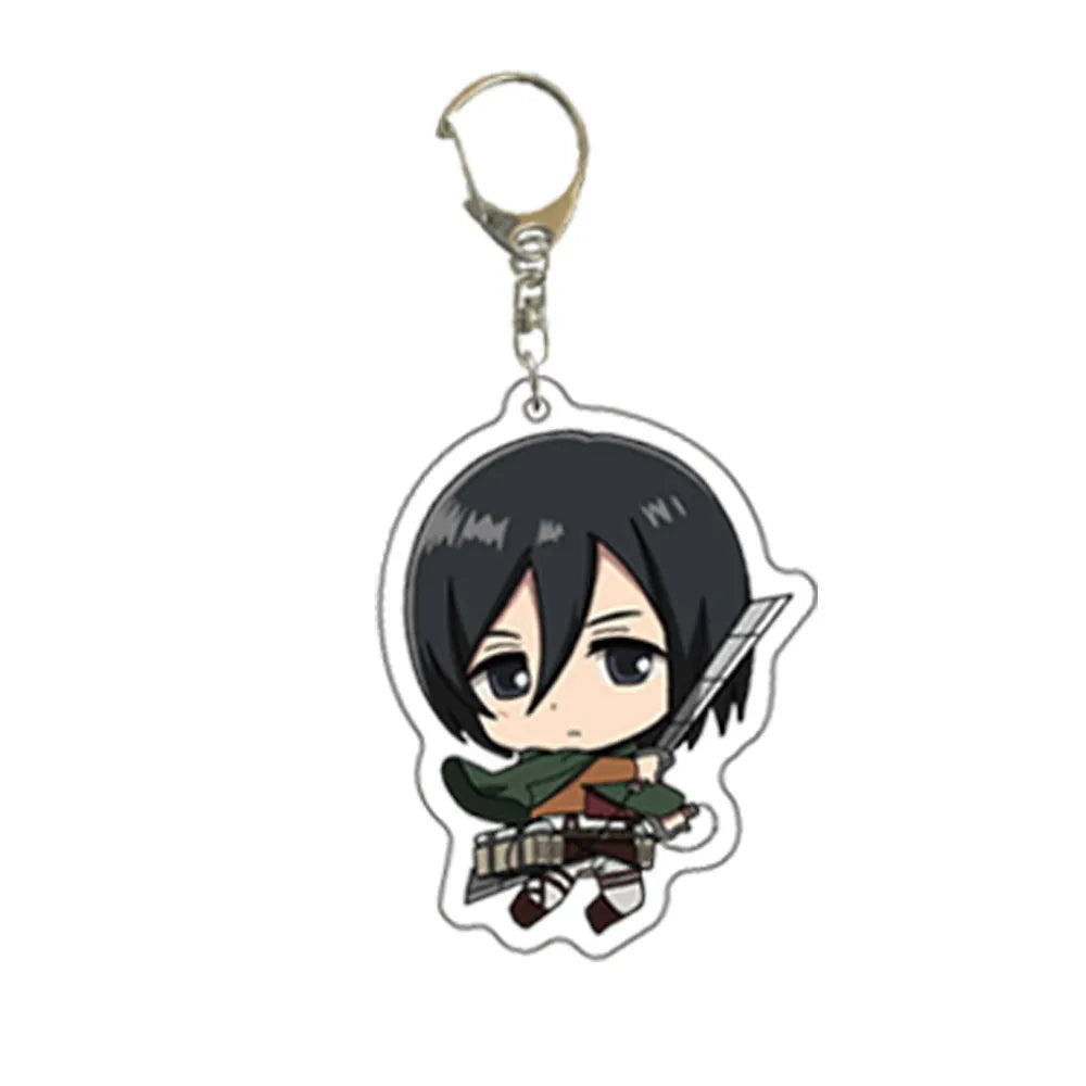 55MM Anime Attack on Titan Figure Eren Jaeger Mikasa Ackerman Armin Arlert Erwin Smith Levi Ackerman Acrylic Keychain Cute Gifts