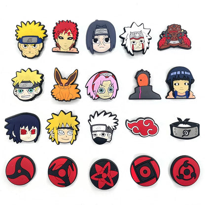 1/20pcs Naruto Anime Cartoon Shoe Charms PVC Decor for Clogs Bubble Slides Garden Sandals Kids Party Birthday Gifts