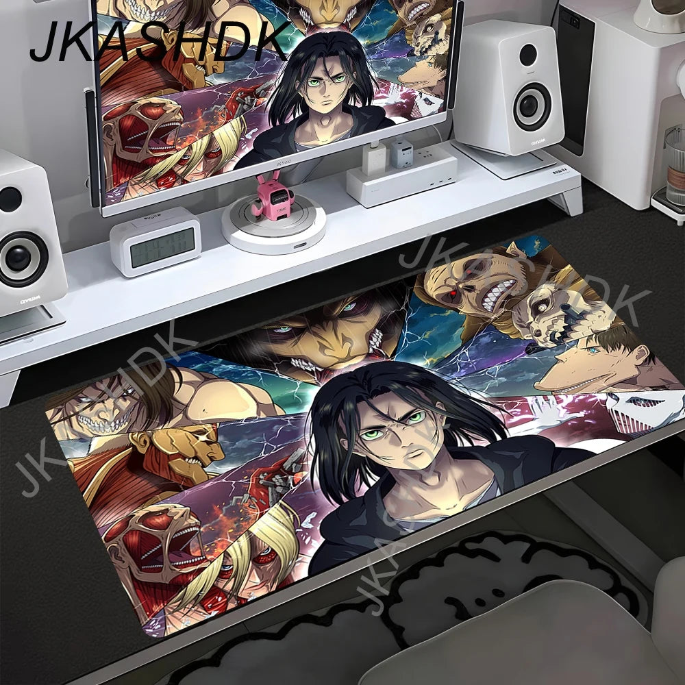 Attack on Titan Anime Large Lock Edge Mouse Pad Computer Mousepad XXL S Gaming Padmouse Gamer Laptop Keyboard Mouse Mats Carpet
