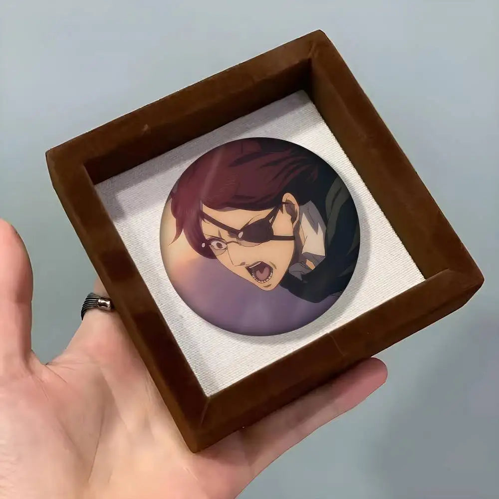1pc Hange Zoe Attack On Titan Anime Cartoon Style Badge Brooches On Backpack Decoration Round Enamel Pins For Accessorys