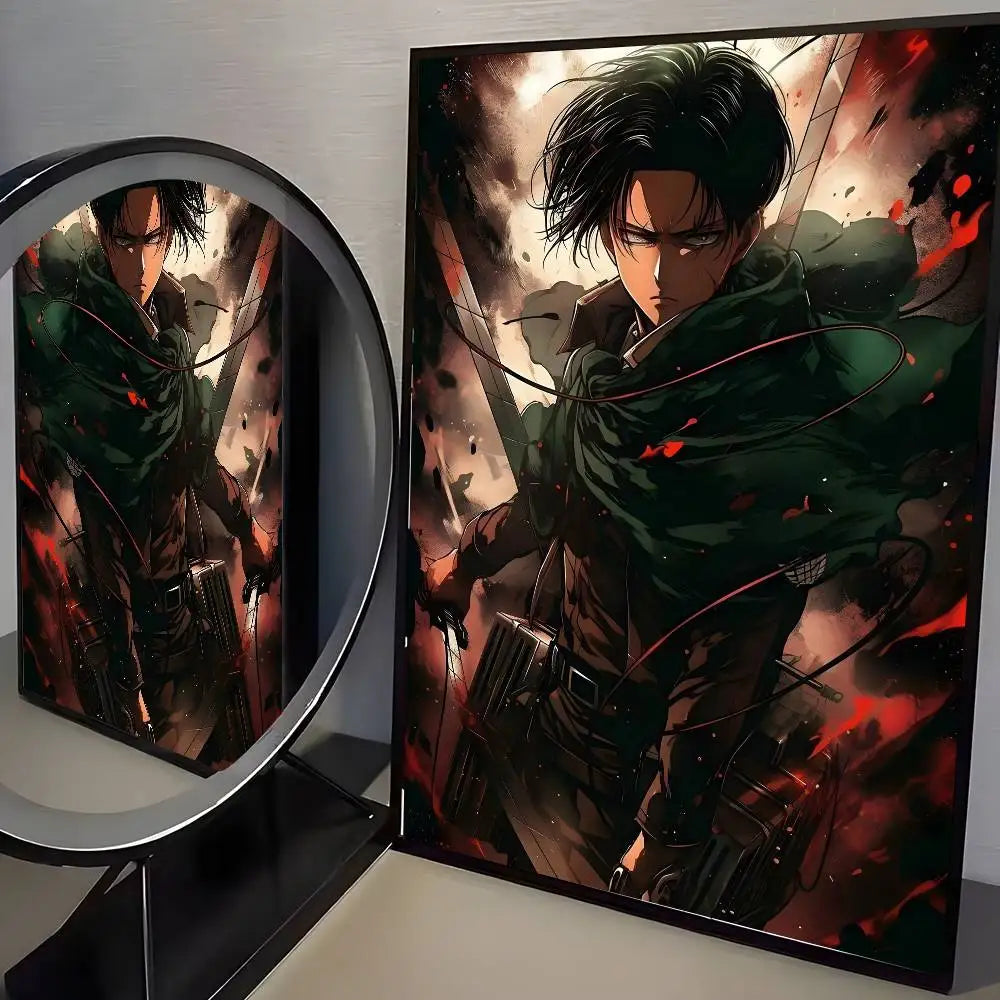 1PC Attack On Titan Levi Ackerman Poster Self-adhesive stickers are suitable for any wall surface waterproof moisture-proof