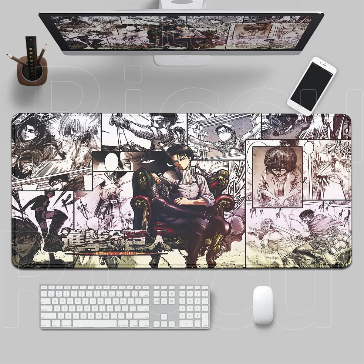 New HD Printing Attack on Titan Anime Desk Mat Large Lock Edge Mouse Pad Computer Mousepad Gaming Laptop Keyboard Mouse Mats Rug