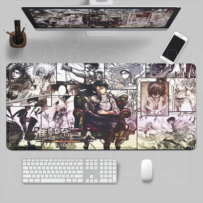 New HD Printing Attack on Titan Anime Desk Mat Large Lock Edge Mouse Pad Computer Mousepad Gaming Laptop Keyboard Mouse Mats Rug