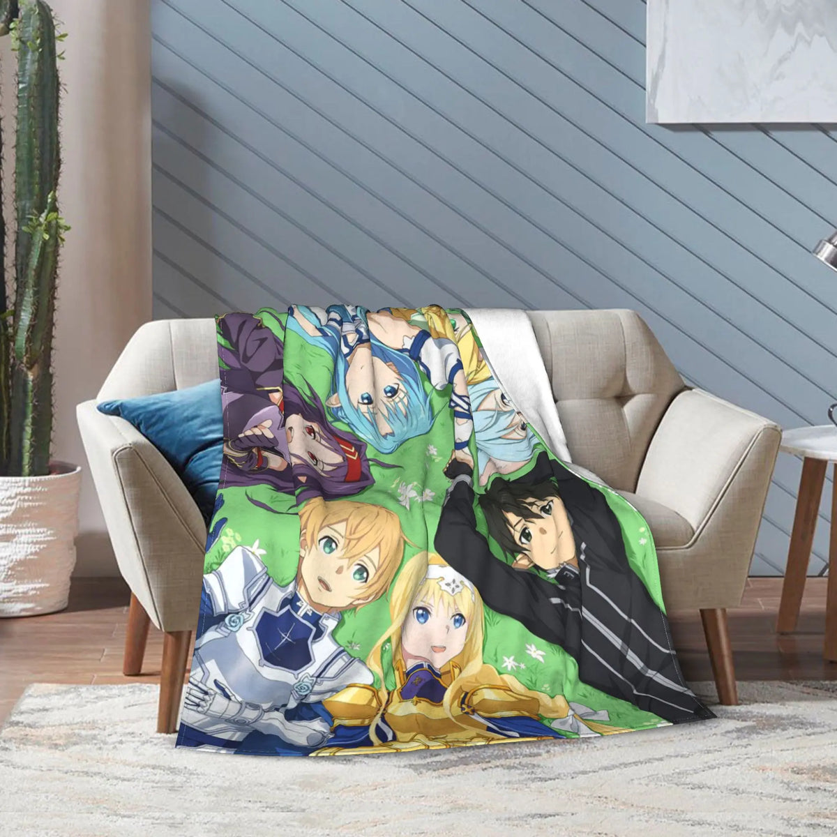Sword Art Online Kirito Asuna Throw Blanket