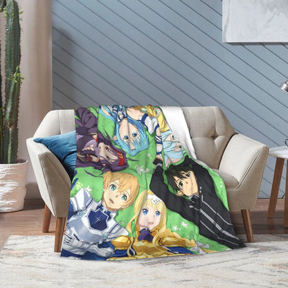 Sword Art Online Kirito Asuna Throw Blanket