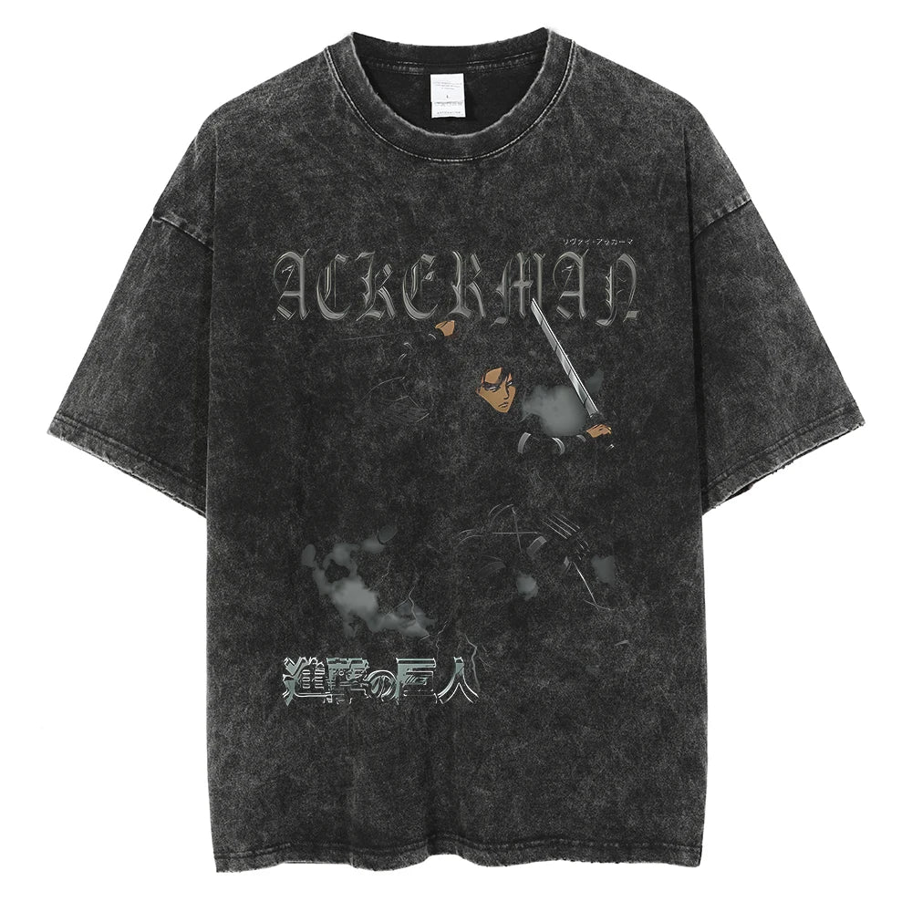 Harajuku Anime Attack on Titan Levi Ackerman Print Tee Men Women Comfortable T-shirts Casual Loose T Shirt Male Cotton Tshirt