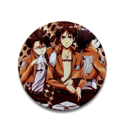 58mm Anime Attack on Titan Eren Jaeger Mikasa Ackerman Erwin Smith Cosplay COSTUME Badge Pin SPTE Tinplate Brooch Prop Xmas Gilf