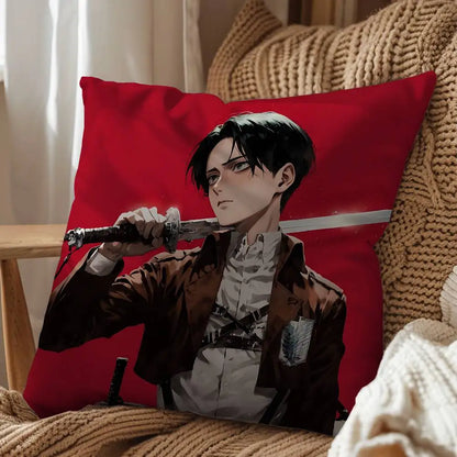 Eren Yeager Attack on Titan Print Throw Pillow Cover Square Cushion Case for Living Room Bedroom Decor