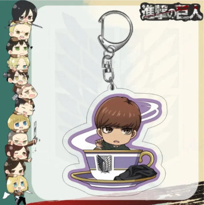 Acrylic Keychain for Attack On Titan Levi Annie Erwin Historia Hange Chibi Version Acrylic Key Buckle Anime Decoration Pendant