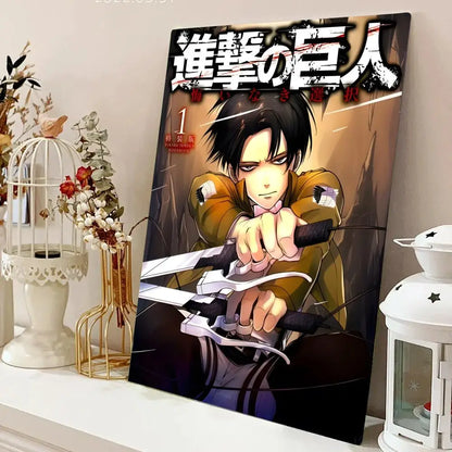 AZNM Attack on Titan Anime Canvas Wall Art, Levi Ackerman Print, Shingeki no Kyojin Home Decor Poster