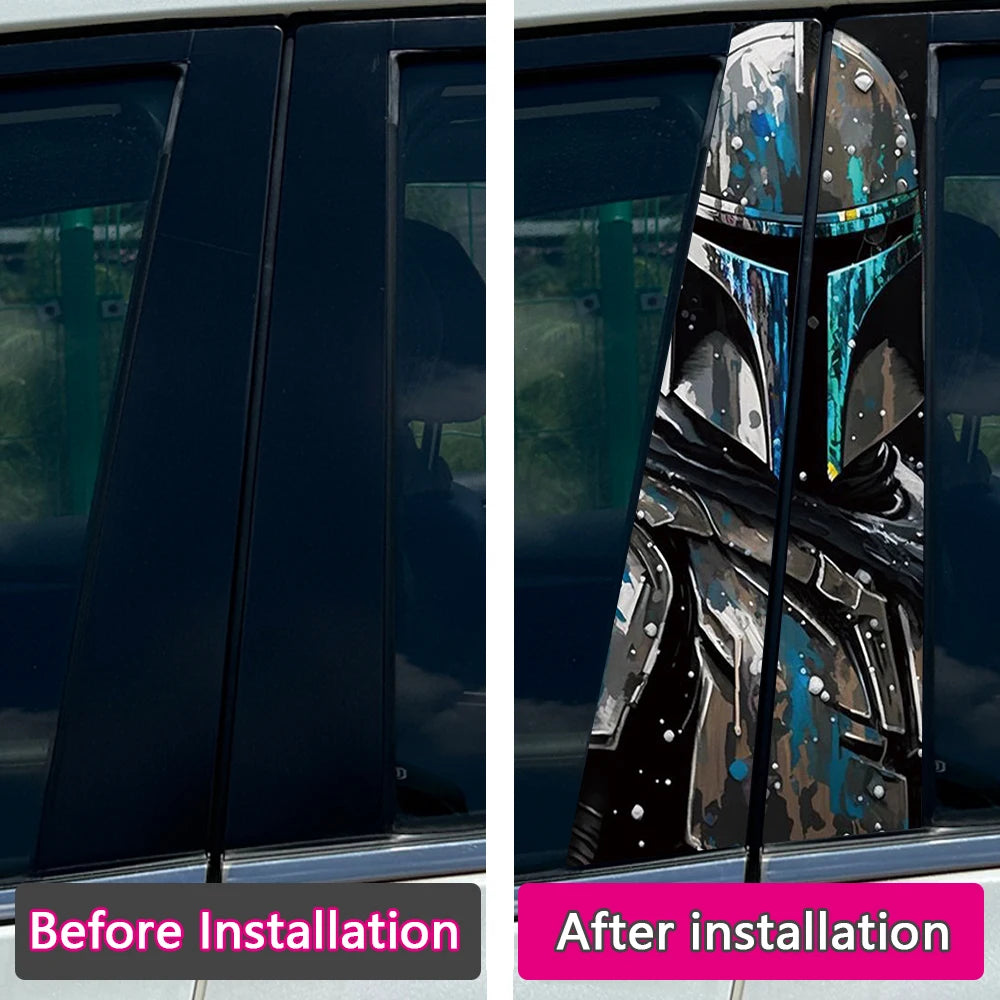 Graffiti Anime Mandalorian Yoda Car B Pillar Sticker