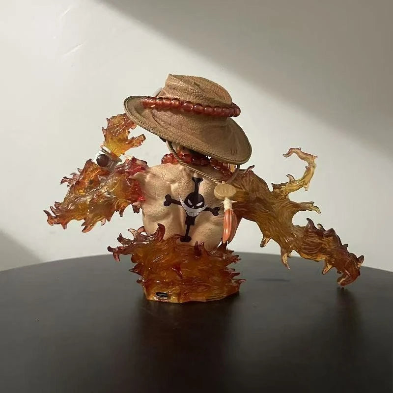 Anime One Piece Ace Figure Portgas D Ace Action Figurine PVC Glowing Statue Collectible Model Toys for Childern Christmas Gifts