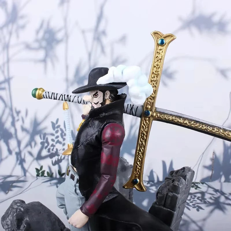 One Piece Anime Figure The Battle Over The Dome Dracule Mihawk Action Figure Model Figma Statue Collection Toy Desktop Decoratio