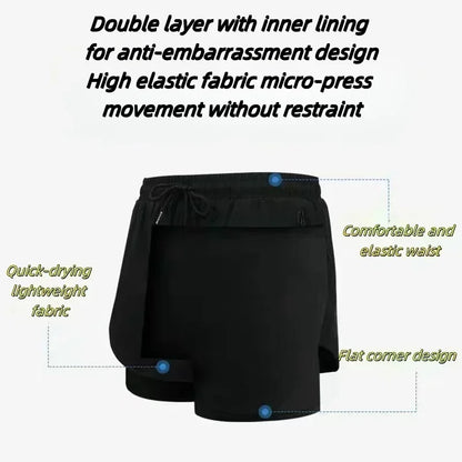 2026 Summer Bandai One Piece Character Symbols Anime Double Layer Fake Two Piece Gym Workout Shorts Quick-dry Comfy Lightweight