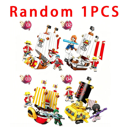 One Piece Thousand Sunny Going Merry Micro Bricks 4in1 Building Blocks Model Toys Ornament Pirate Ship Figures Kits Gifts