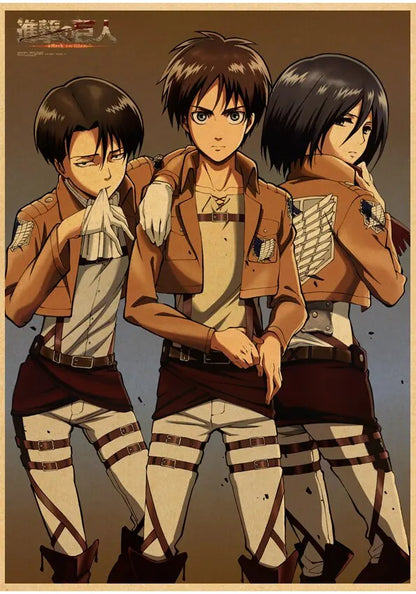 High Quality Vintage Japanese Anime Attack on Titan Retro Poster  Shingeki No Kyojin Kraft Paper Art Print Wall Sticker for Home
