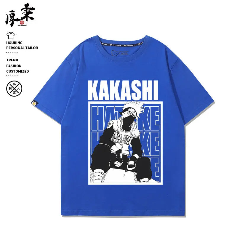 Summer Japanese Anime Children's T-shirt Naruto Sasuke Sakura Peripheral Pure Cotton Printed Parent-child Casual T-shirt