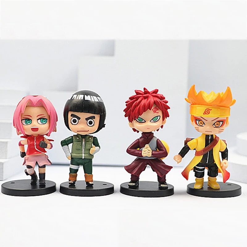 12pcs One Anime Naruto Figure Shippuden Hinata Sasuke Itachi Kakashi Gaara Anime Q Version PVC Figures Toys Dolls Kid Gift