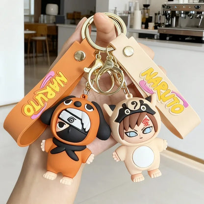 Q version of Naruto cartoon character key chain cartoon PVC doll pendant car key chain backpack jewelry fans collect gifts.