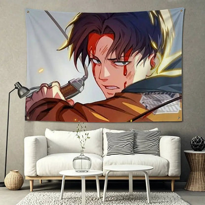 Attack on Titan Levi Ackerman Flags for Bedrooms Home Decor Items Outdoor Decors Garage Decoration Flaga