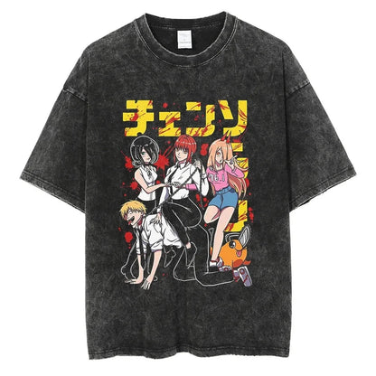 Attack on Titan Mikasa Ackerman Vintage Rock Band-style Wash Print T Shirt Men 2026 Summer Black Oversized Tee Anime Streetwear