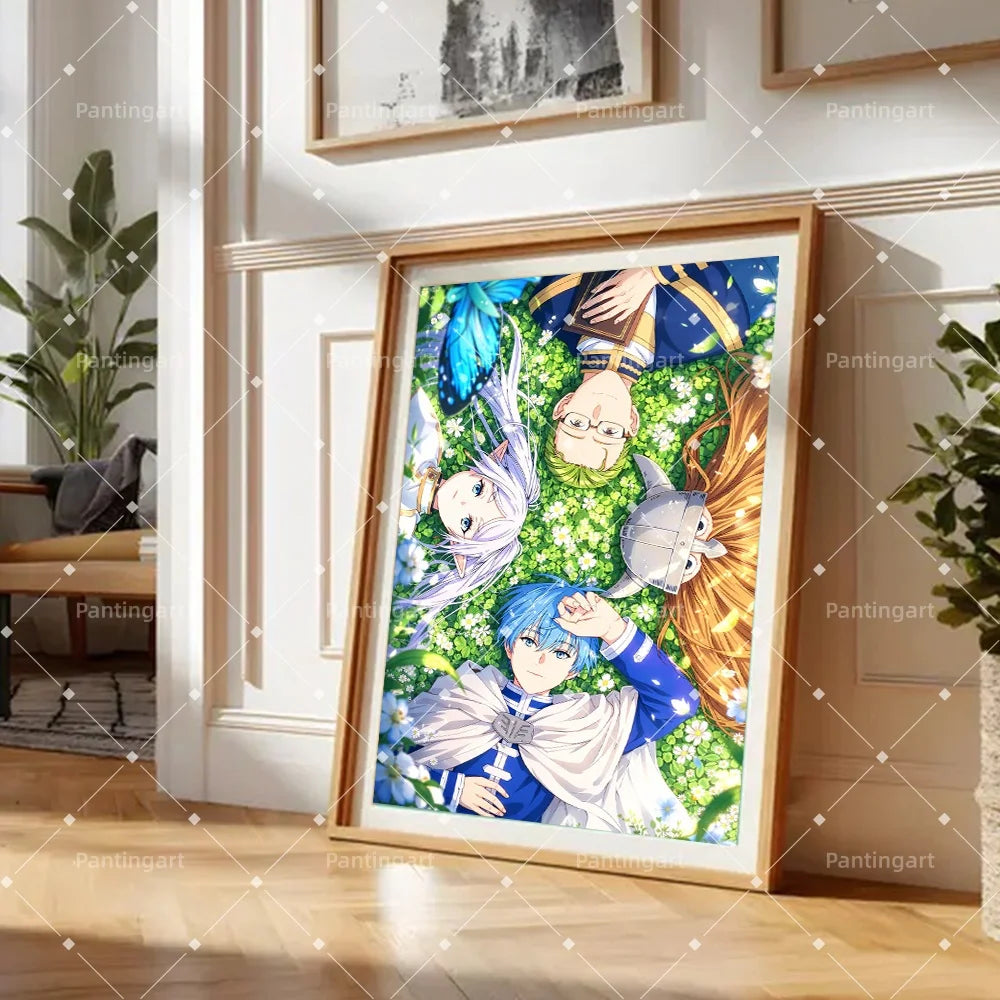 Magic Fantasy F-Frieren Beyond Journeys End Anime Canvas Painting Classic Elf Magic Girl Manga Art Poster Teens' Room Home Decor