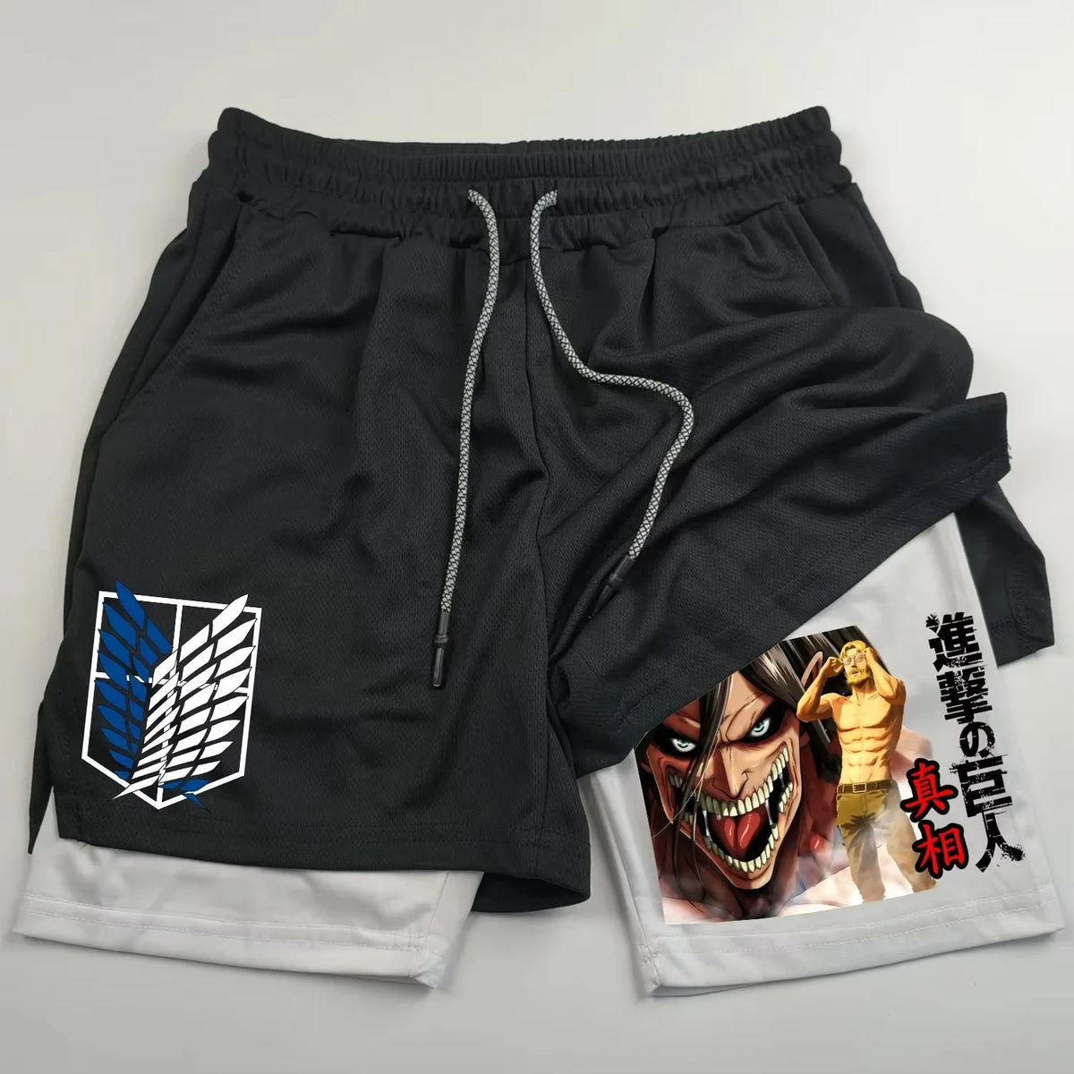 Attack on Titan Anime Collaboration Printing 2-in-1 Sports Shorts Summer New Men's and Women's Fitness Running Leggings Shorts