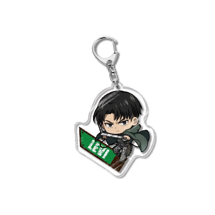 Attack On Titan Acrylic Figure Display Cartoon Keychain Eren Mikasa Levi Anime Desk Ornament Key Ring Accessories Q Version