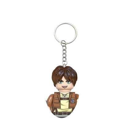 New Attack on Titan Minifigure Keychain Shingeki No Kyojin Eren Levi Mikasa Anime Action Figures Toys for Kids Gift