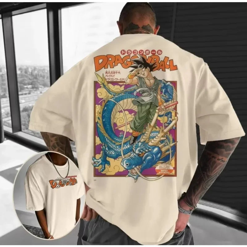 Dragon Ball Men's Anime CollaborationT-Shirt 2025 Summer Loose Large Size Printing Street Casual Children's Parent-Child Top