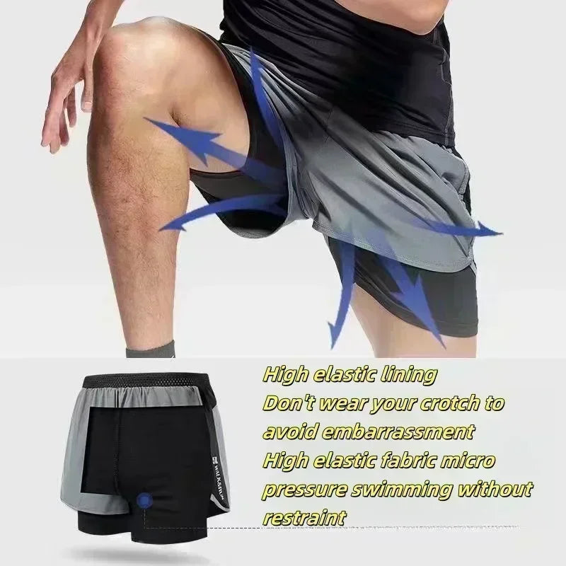 2026 Summer Bandai One Piece Character Symbols Anime Double Layer Fake Two Piece Gym Workout Shorts Quick-dry Comfy Lightweight